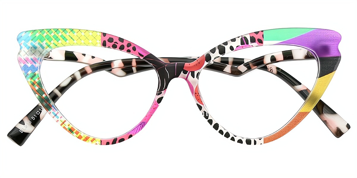 Multicolor Cat Eye Fancy Plastic Eyeglasses