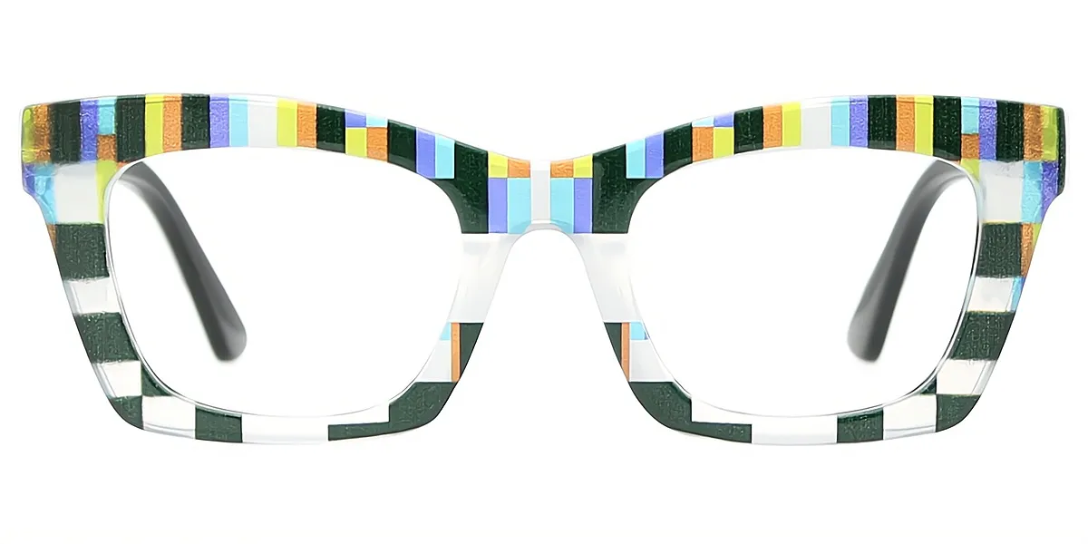 Striped Butterfly Hipster Oversized Plastic Eyeglasses