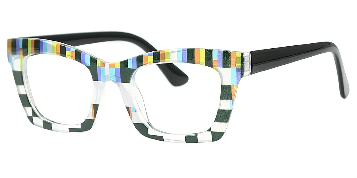 Striped Butterfly Hipster Oversized Plastic Eyeglasses