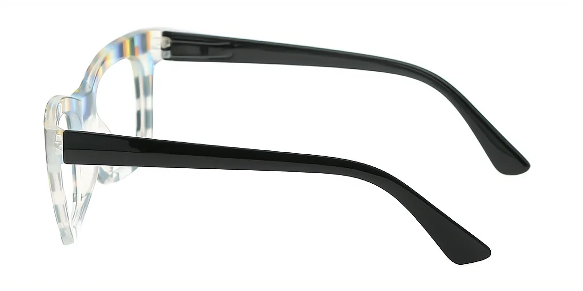 Striped Butterfly Hipster Oversized Plastic Eyeglasses