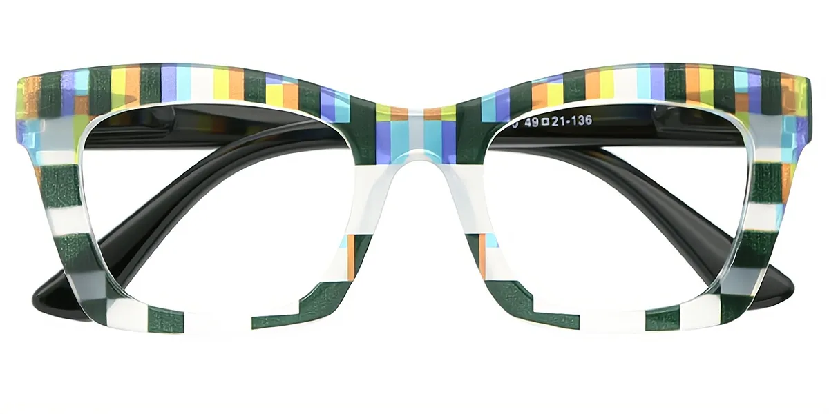 Striped Butterfly Hipster Oversized Plastic Eyeglasses