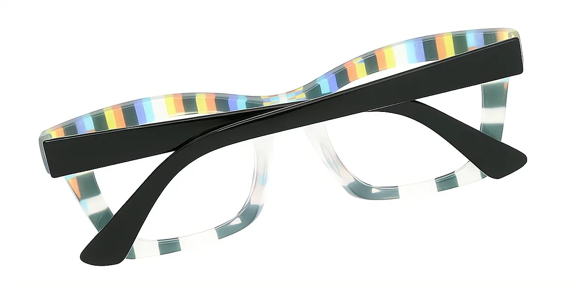 Striped Butterfly Hipster Oversized Plastic Eyeglasses