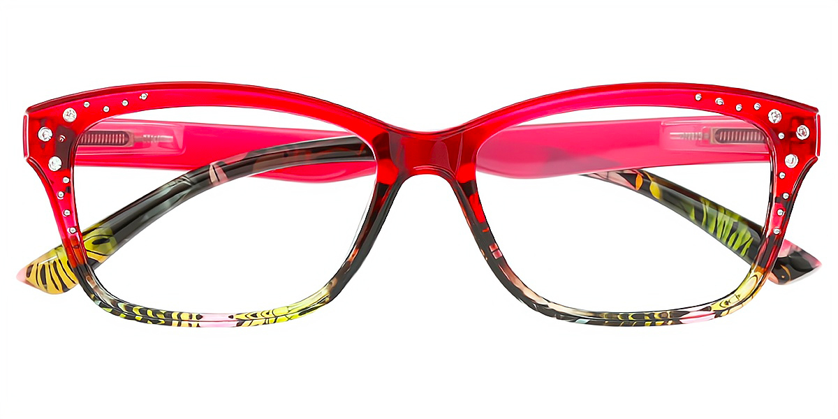 Red Horn Chic Plastic Eyeglasses