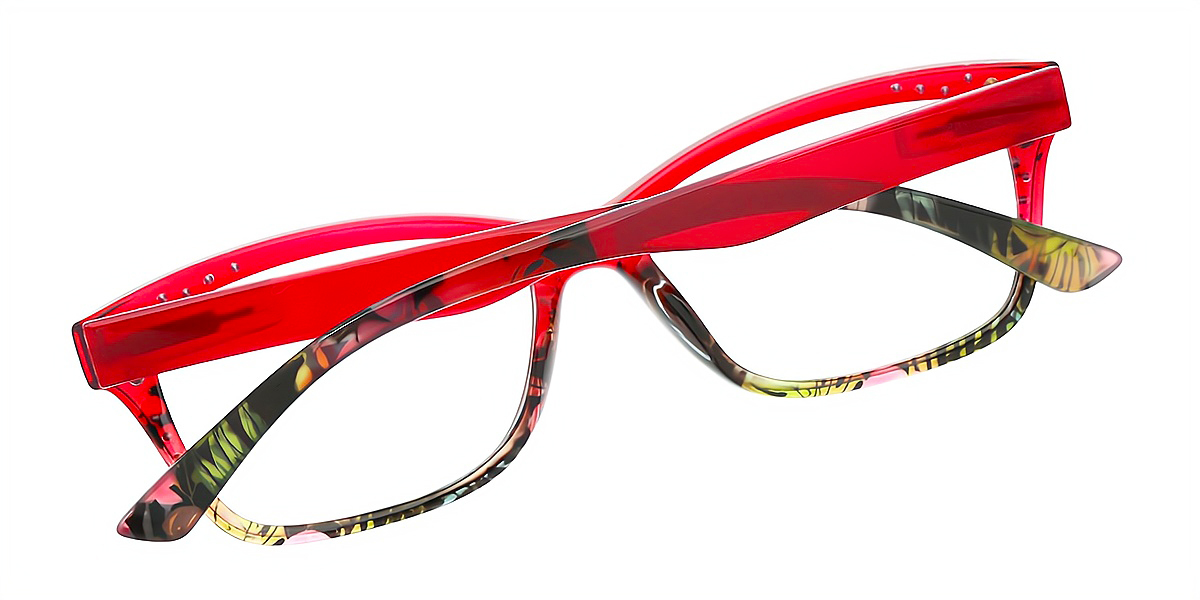 Red Horn Chic Plastic Eyeglasses