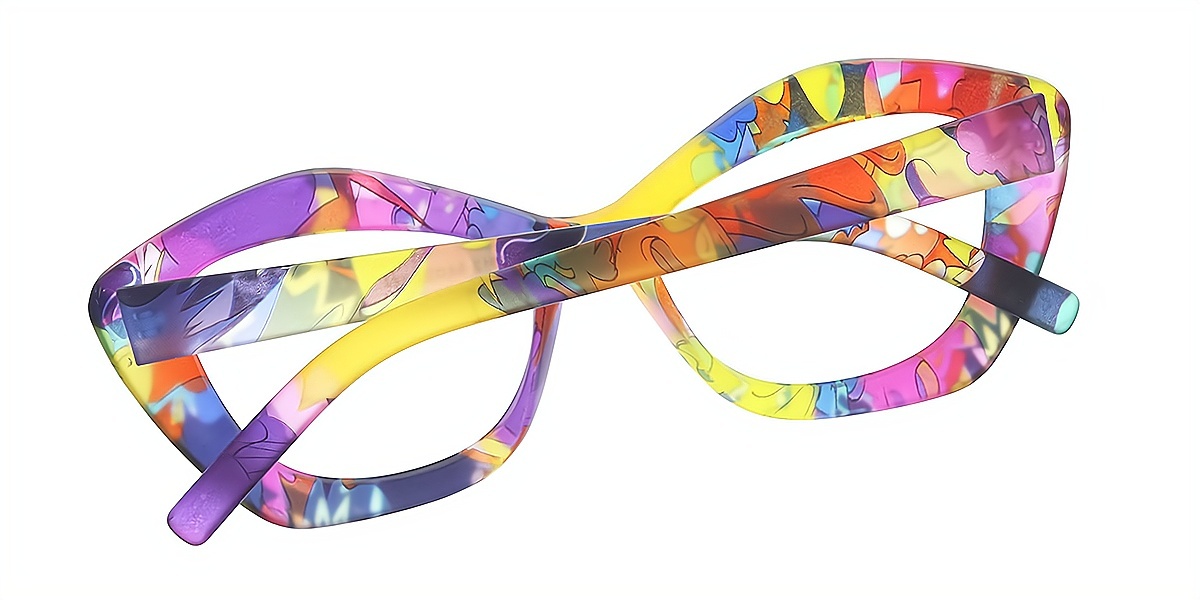 Multicolor Butterfly Unique Oversized Plastic Eyeglasses