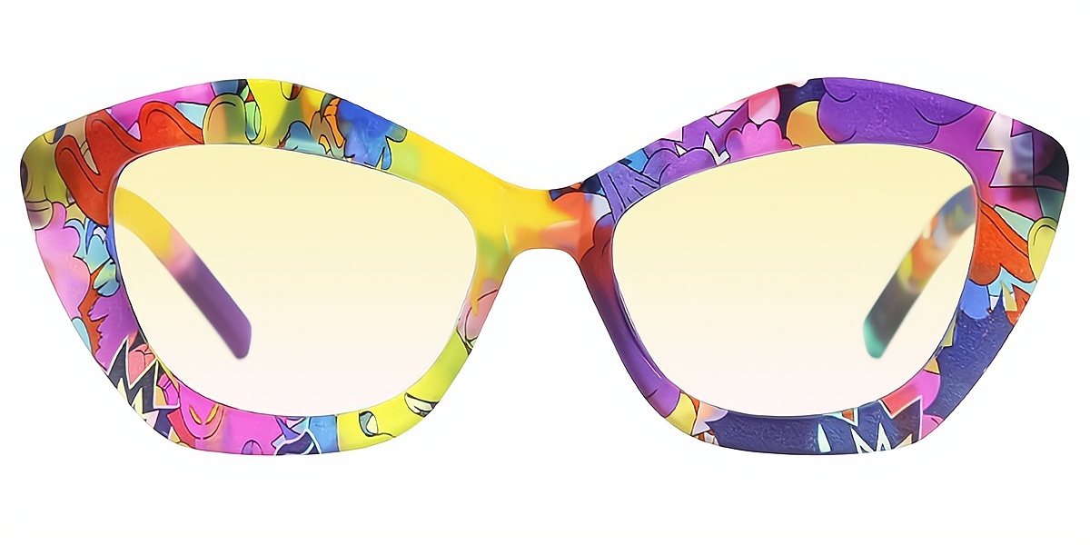 Multicolor Butterfly Unique Oversized Plastic Eyeglasses