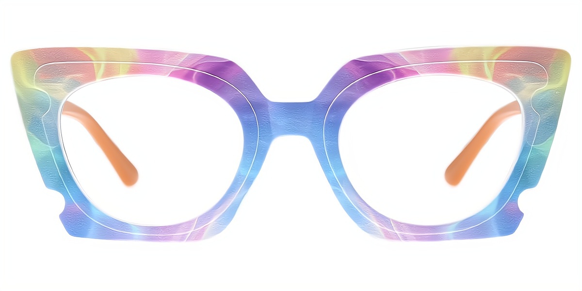 Multicolor Cat Eye Modish Oversized Plastic Eyeglasses