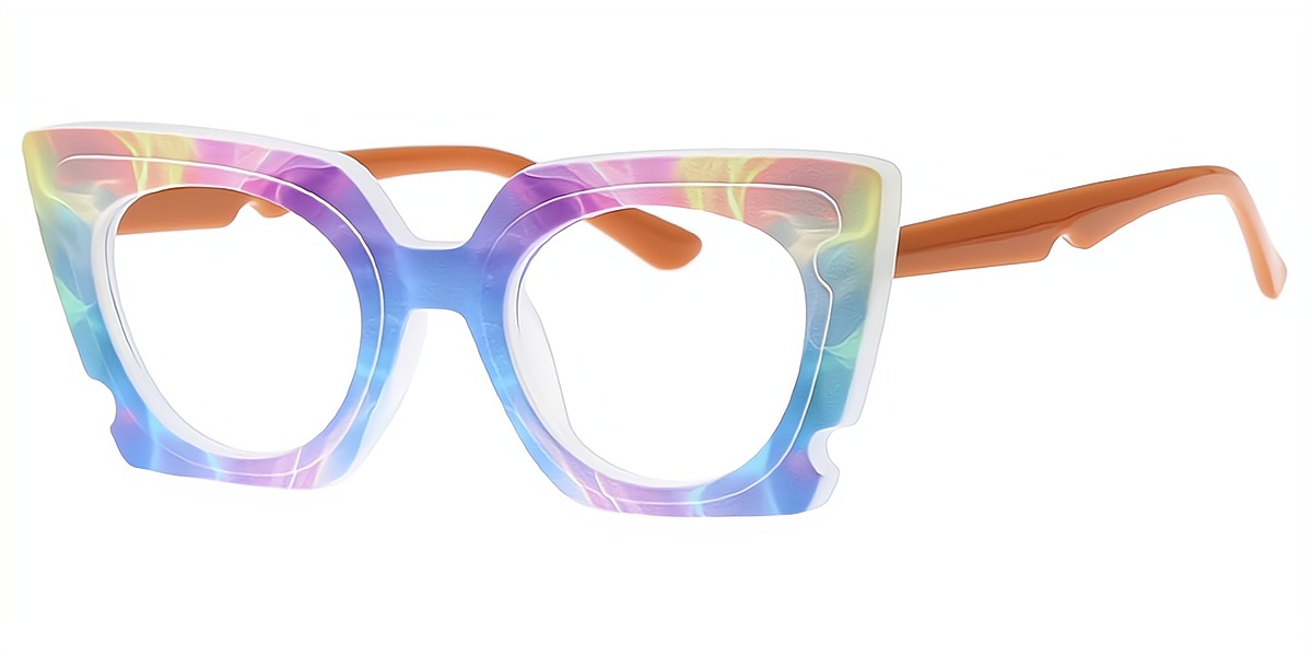 Multicolor Cat Eye Modish Oversized Plastic Eyeglasses