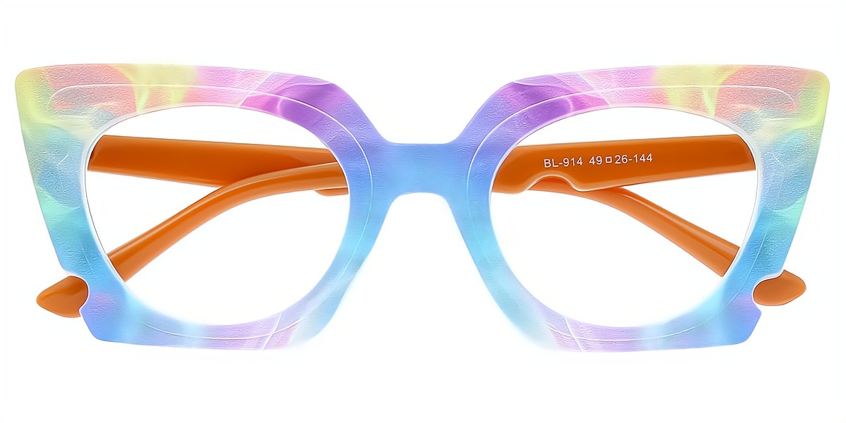 Multicolor Cat Eye Modish Oversized Plastic Eyeglasses