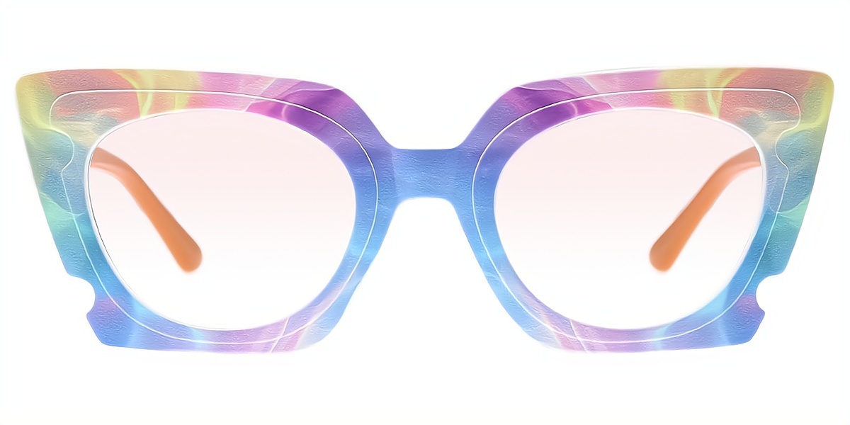 Multicolor Cat Eye Modish Oversized Plastic Eyeglasses