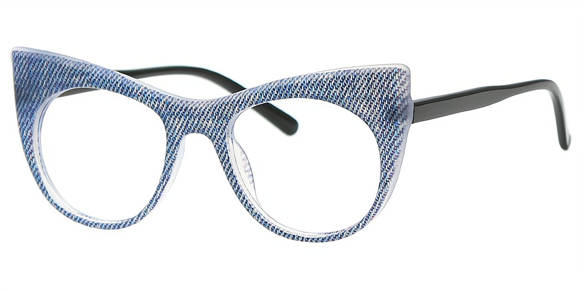 Blue Cat Eye Unique Plastic Eyeglasses