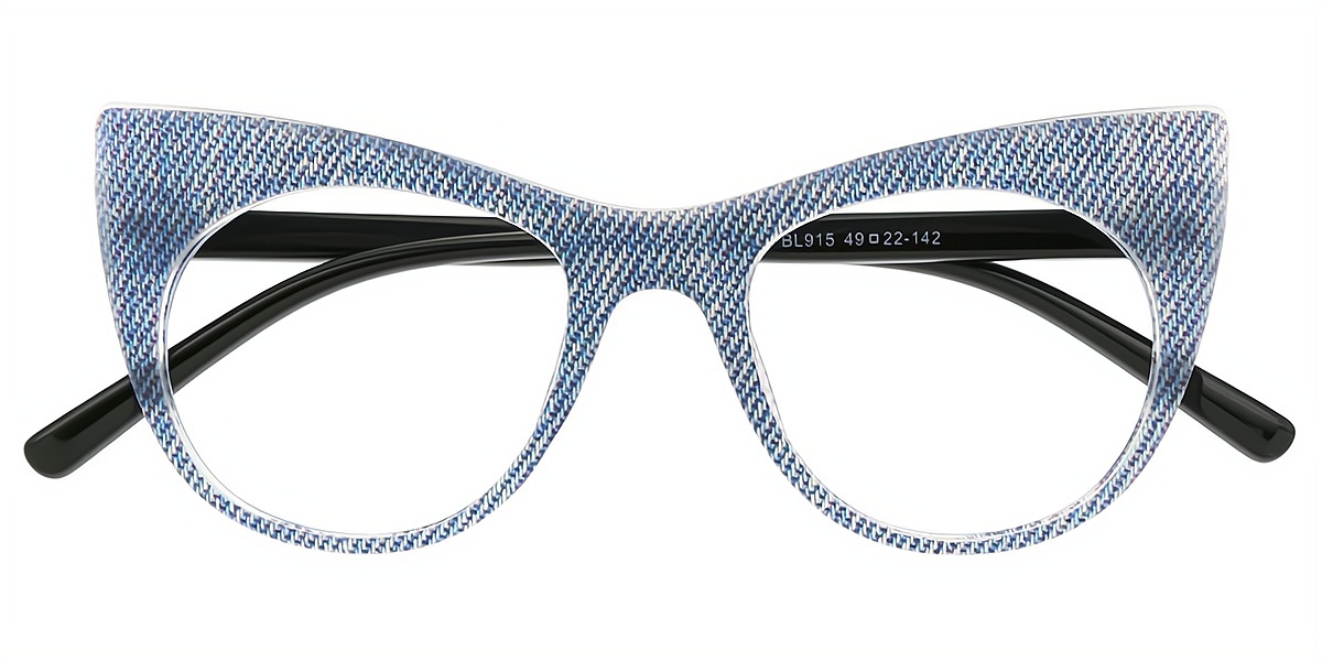 Blue Cat Eye Unique Plastic Eyeglasses