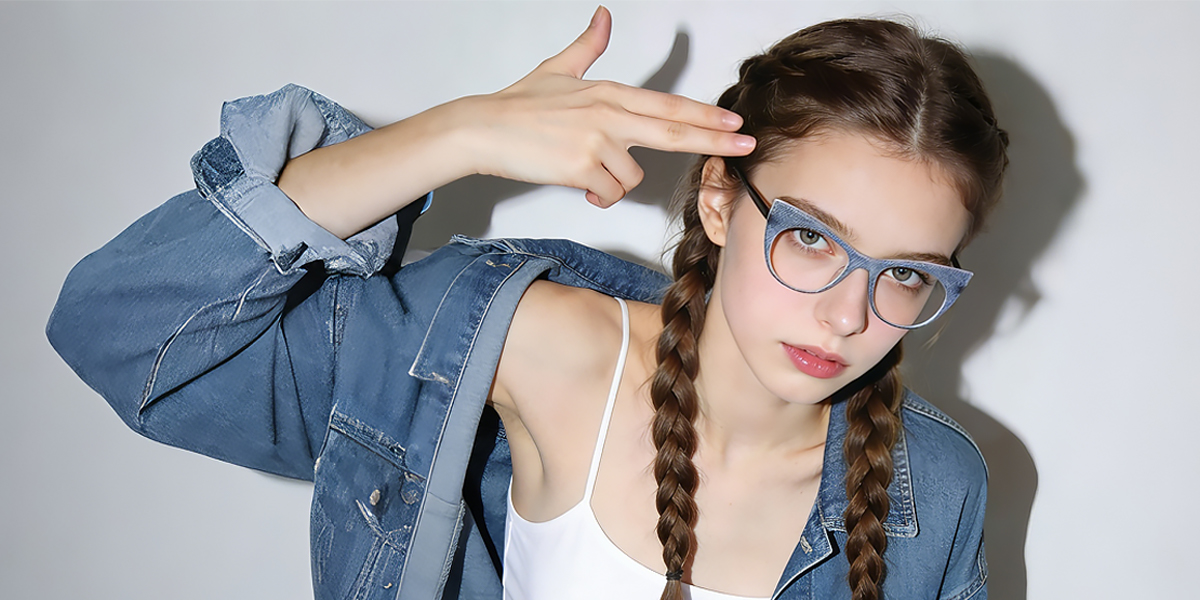 Blue Cat Eye Unique Plastic Eyeglasses