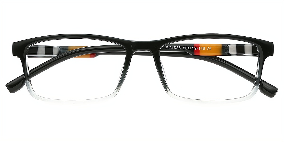 Black Rectangle Simple Plastic Eyeglasses