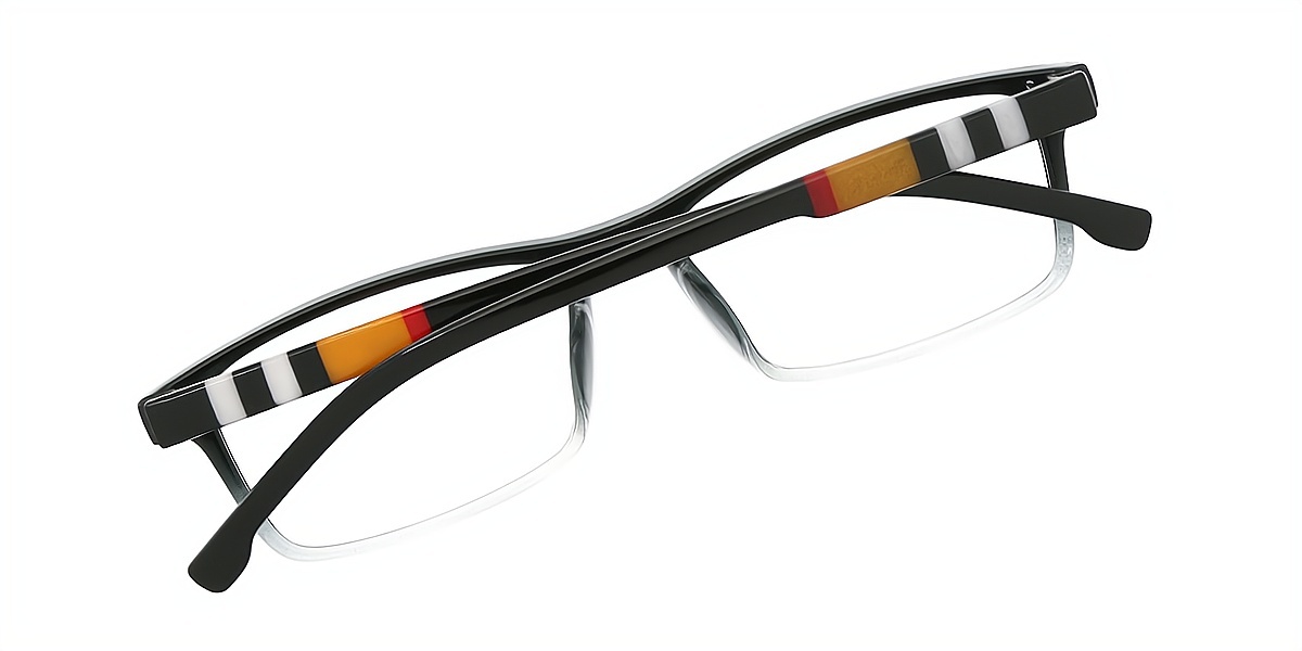 Black Rectangle Simple Plastic Eyeglasses