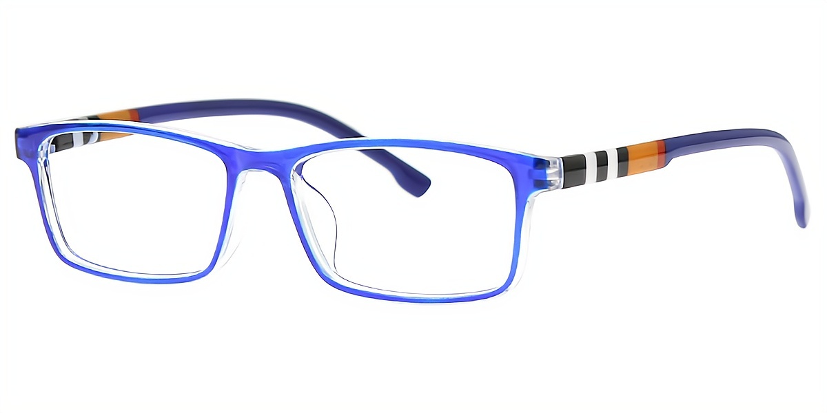 Blue Rectangle Simple Plastic Eyeglasses