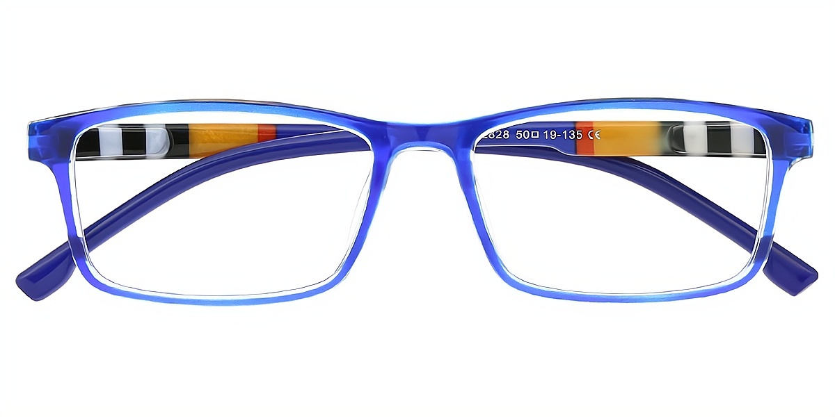 Blue Rectangle Simple Plastic Eyeglasses