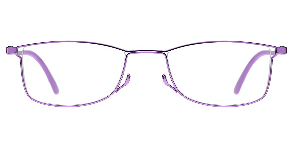 Purple Rectangle Chic Metal Eyeglasses