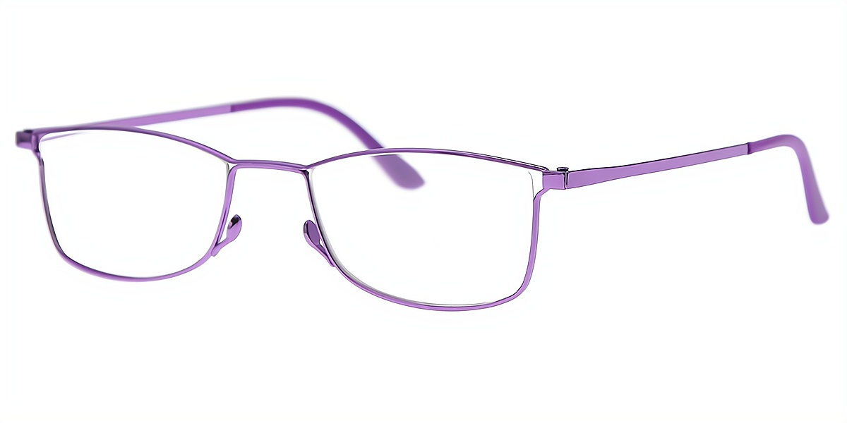 Purple Rectangle Chic Metal Eyeglasses