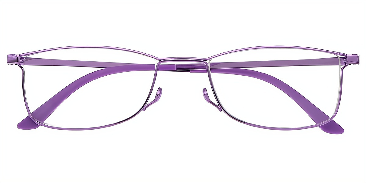 Purple Rectangle Chic Metal Eyeglasses