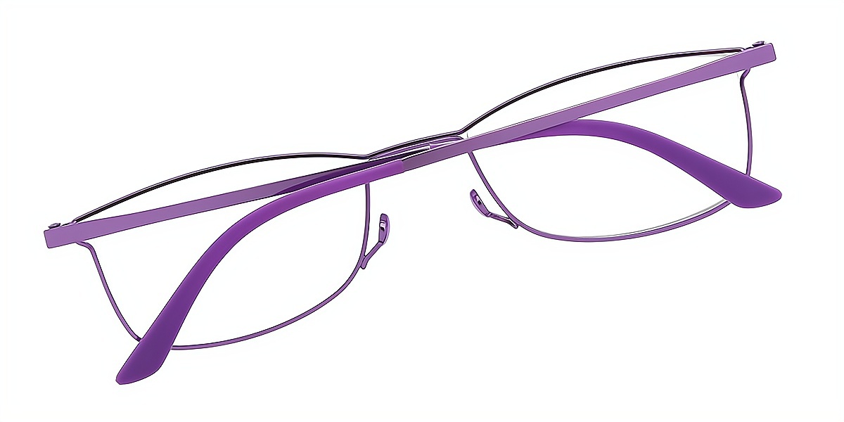 Purple Rectangle Chic Metal Eyeglasses