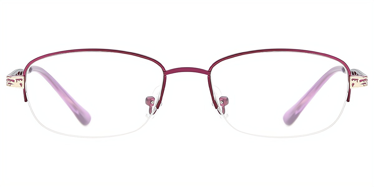 Purple Oval Refined Metal Eyeglasses