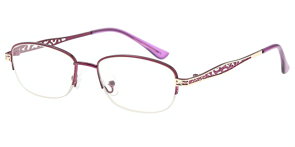 Purple Oval Refined Metal Eyeglasses