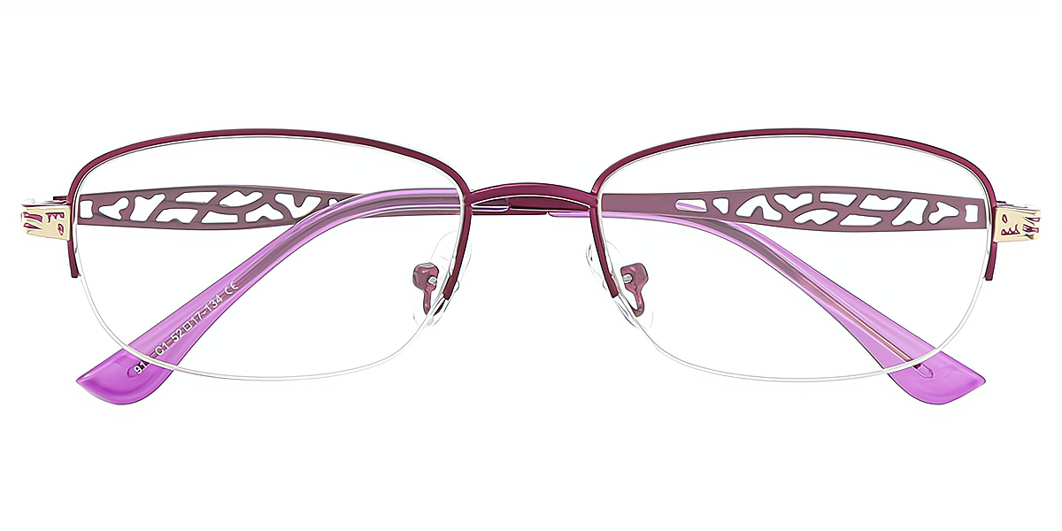 Purple Oval Refined Metal Eyeglasses