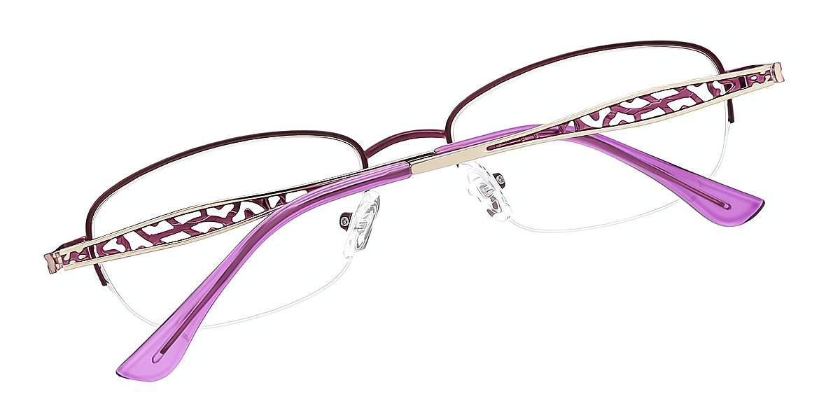 Purple Oval Refined Metal Eyeglasses