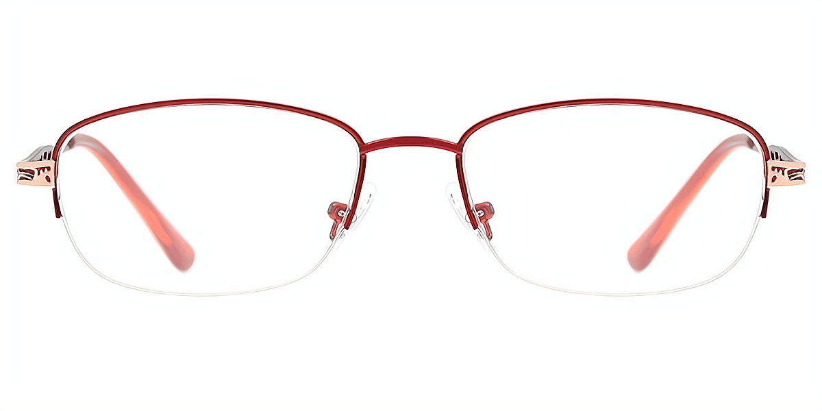 Red Oval Refined Metal Eyeglasses