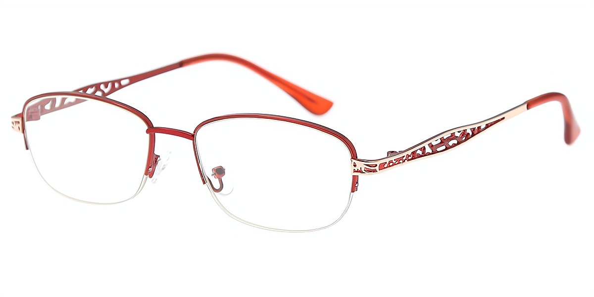 Red Oval Refined Metal Eyeglasses