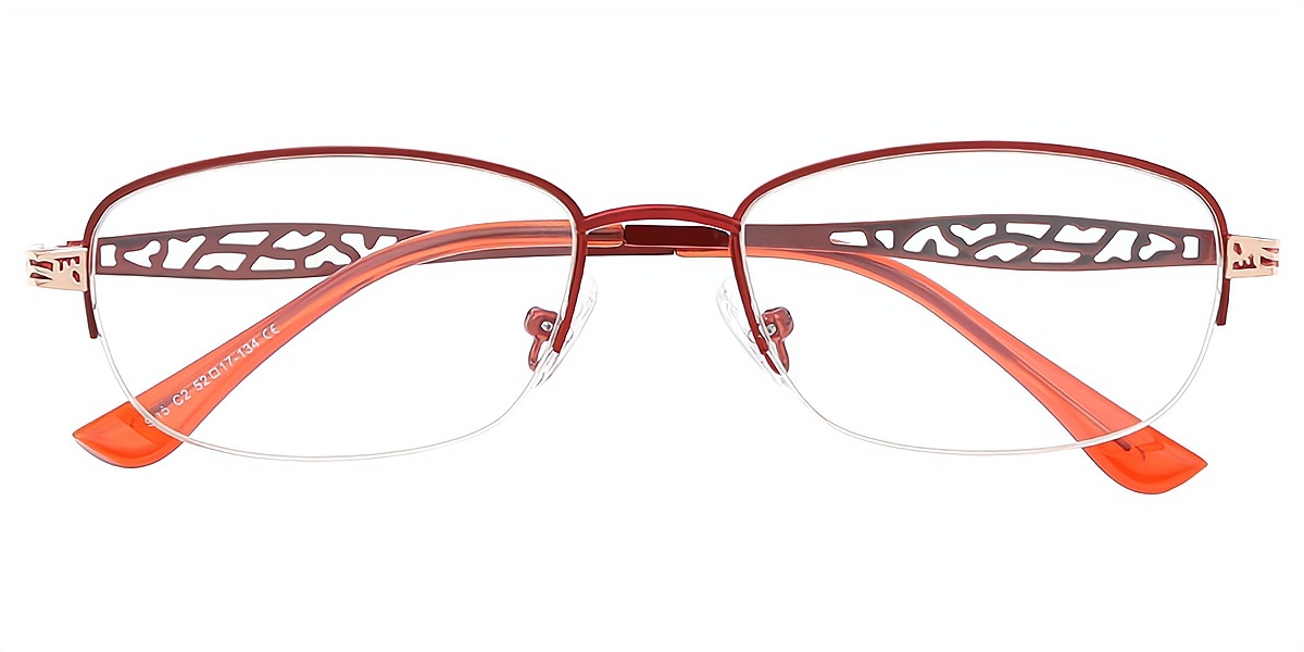 Red Oval Refined Metal Eyeglasses