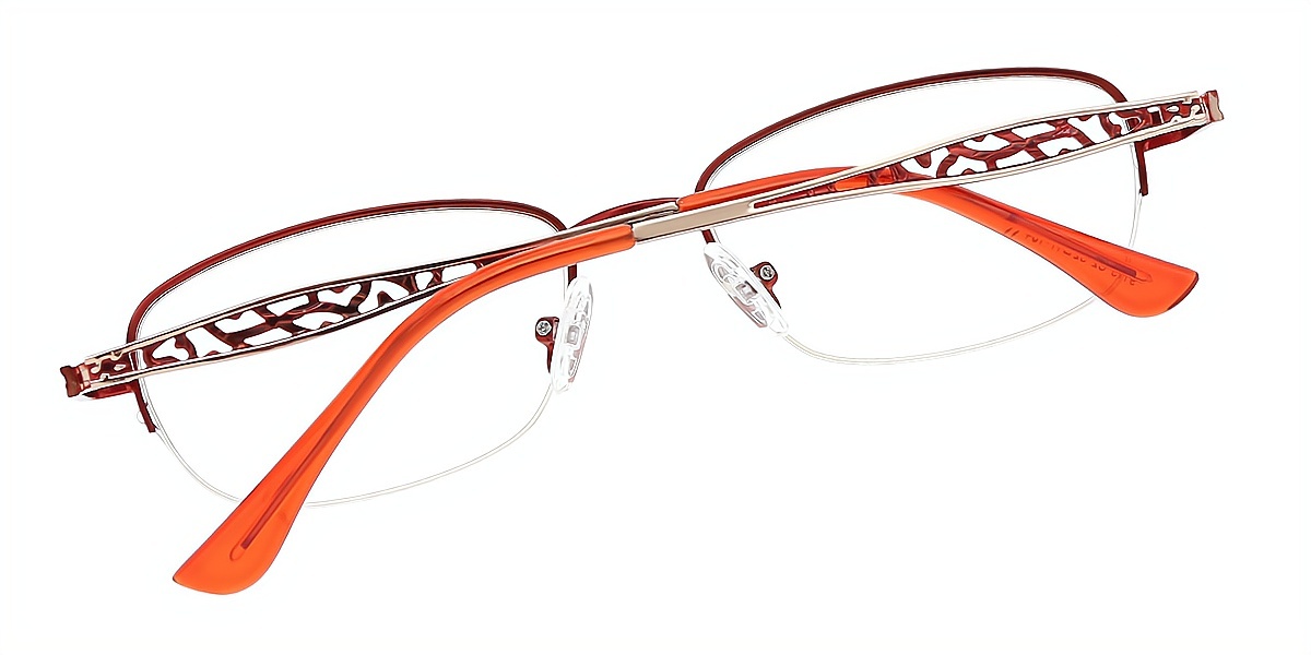 Red Oval Refined Metal Eyeglasses