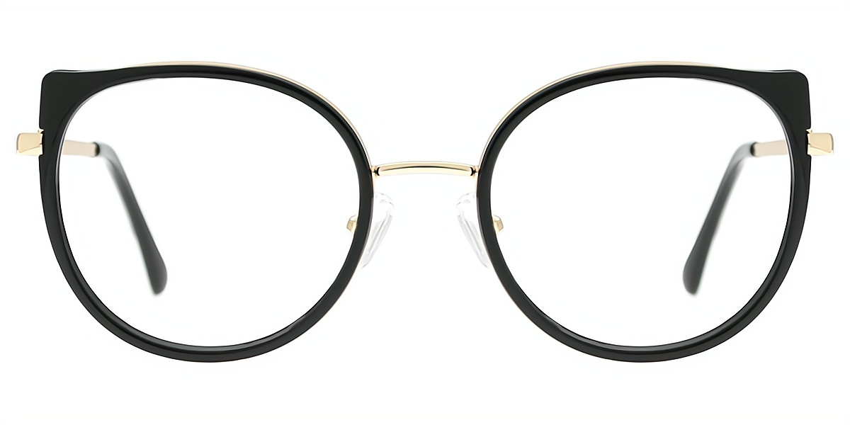 Black Cat Eye Elegant Metal Eyeglasses