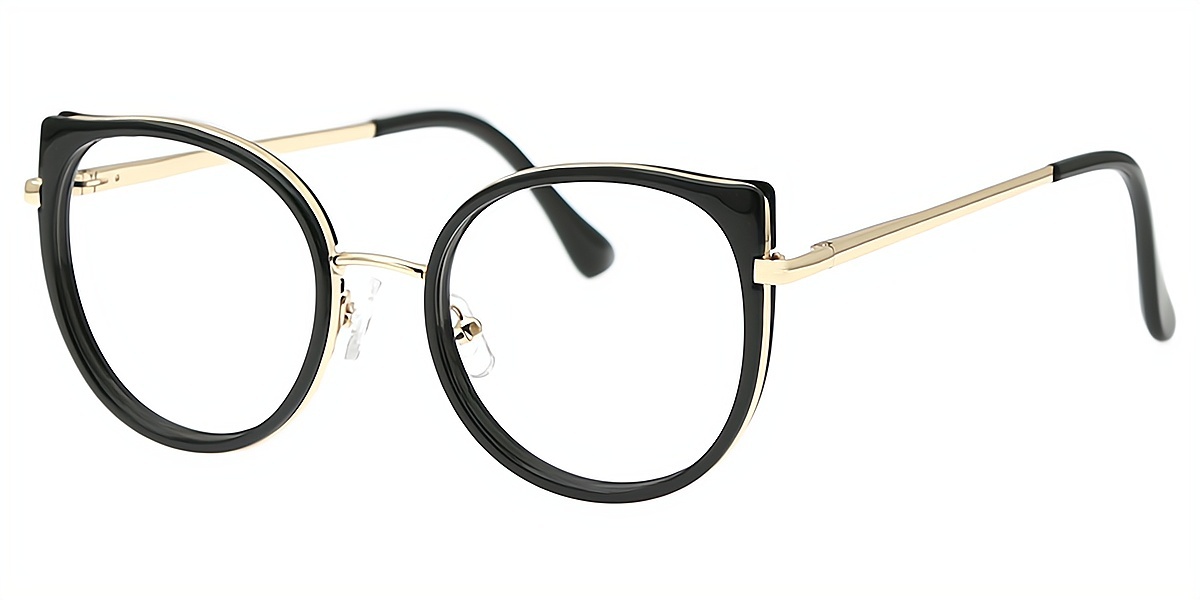 Black Cat Eye Elegant Metal Eyeglasses