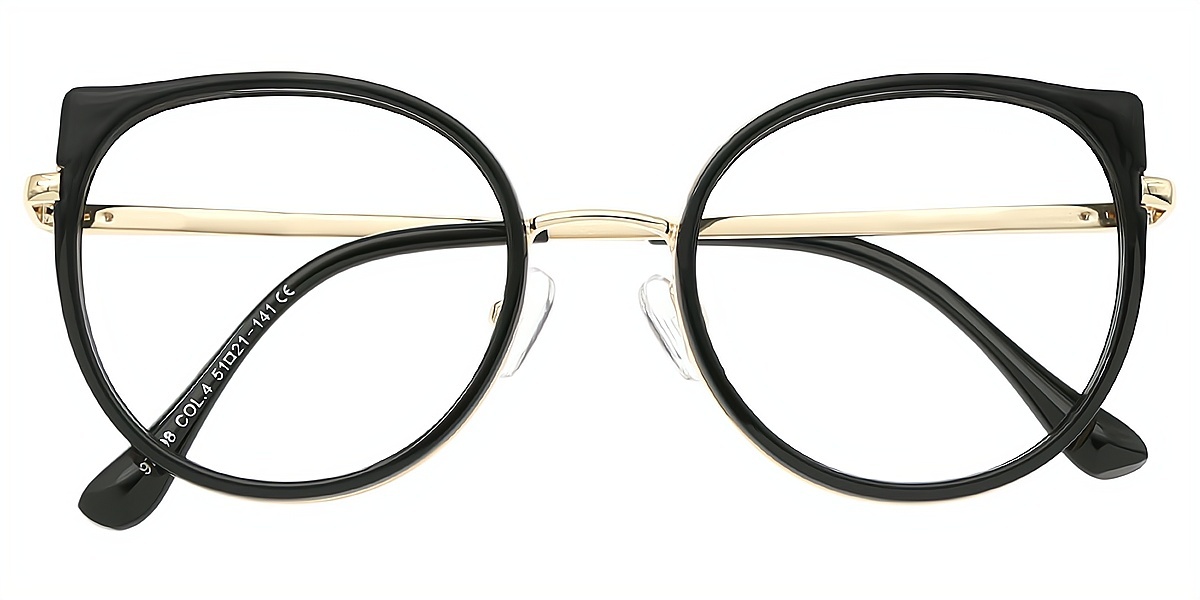 Black Cat Eye Elegant Metal Eyeglasses