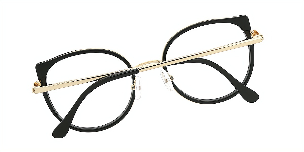 Black Cat Eye Elegant Metal Eyeglasses