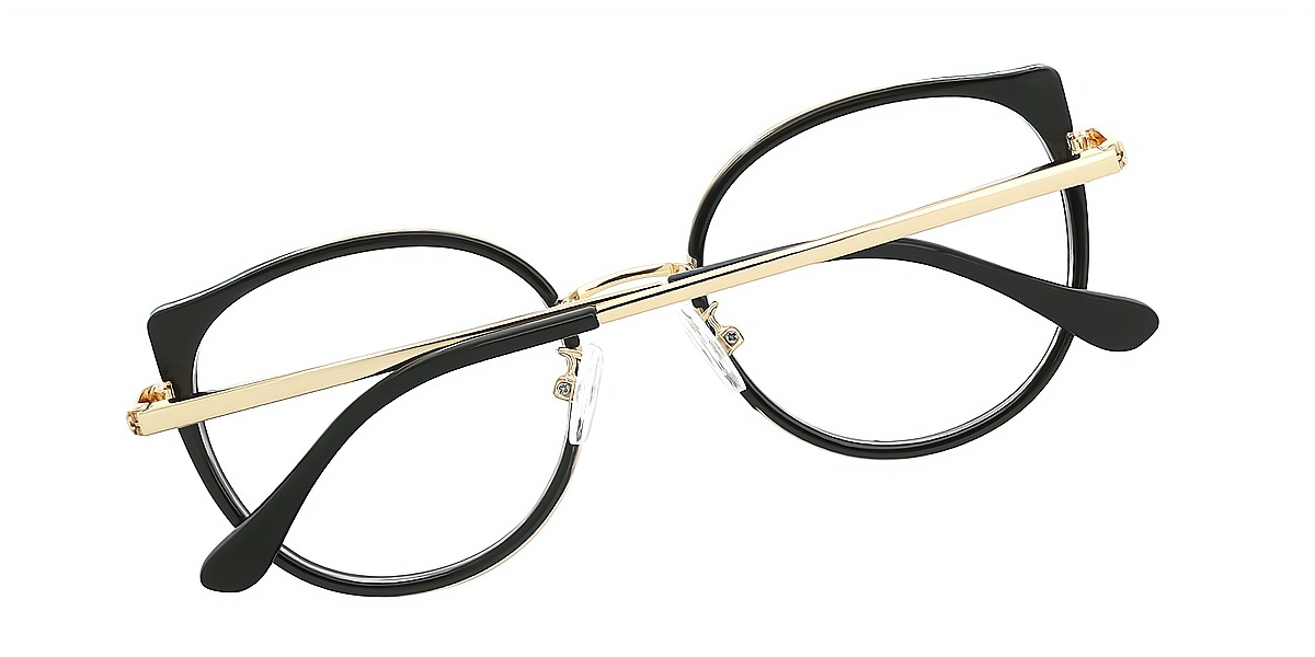 Black Blue Cat Eye Elegant Metal Eyeglasses