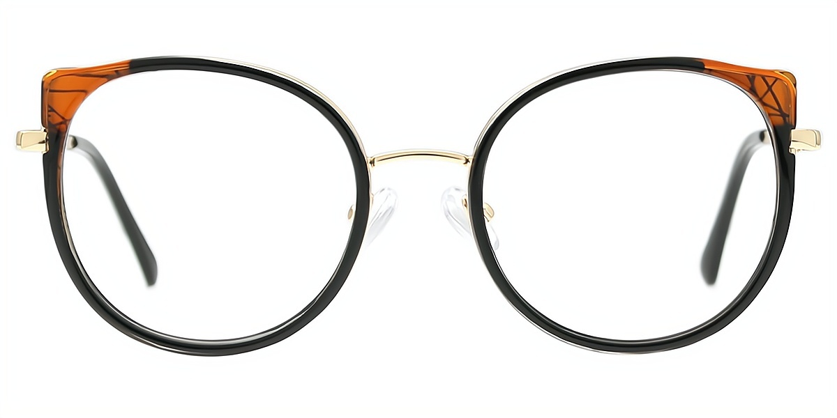 Black Brown Cat Eye Elegant Metal Eyeglasses