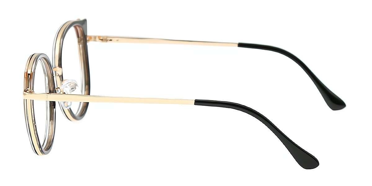Black Brown Cat Eye Elegant Metal Eyeglasses
