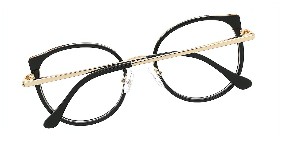 Black Brown Cat Eye Elegant Metal Eyeglasses