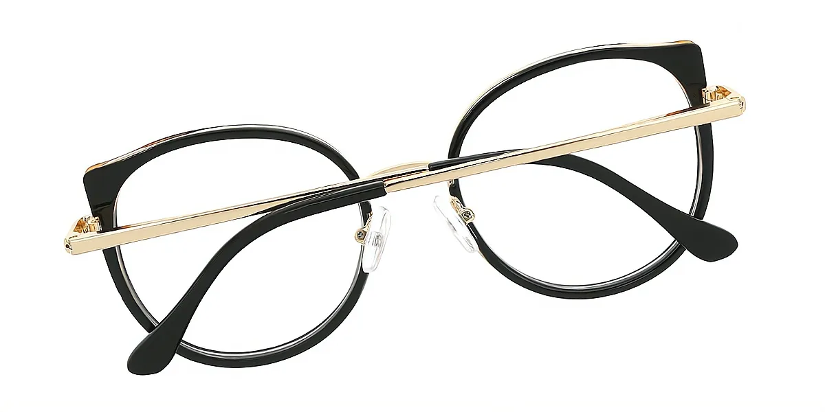 Black Brown Cat Eye Elegant Metal Eyeglasses
