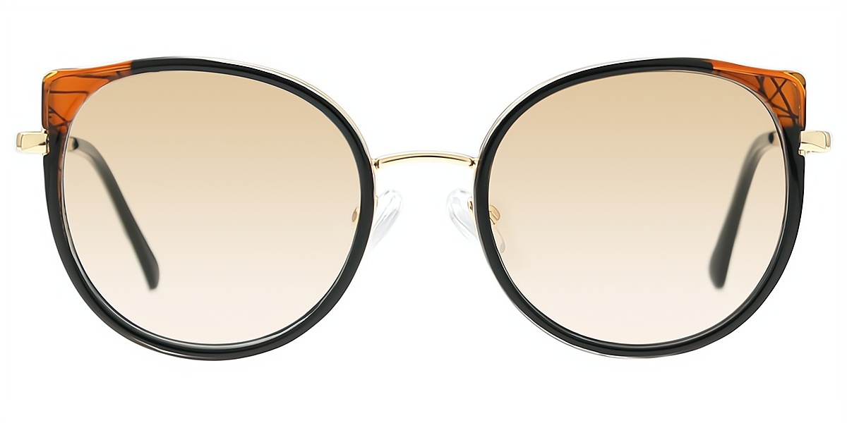 Black Brown Cat Eye Elegant Metal Eyeglasses