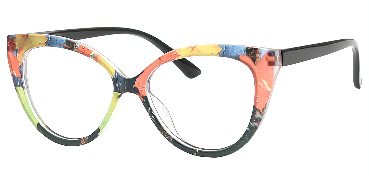 Multicolor Cat Eye Modish Oversized Plastic Eyeglasses