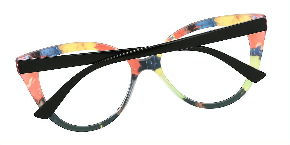 Multicolor Cat Eye Modish Oversized Plastic Eyeglasses
