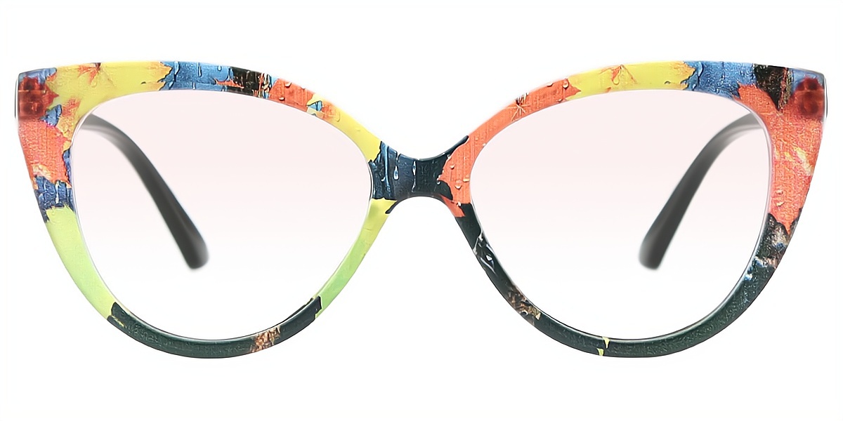 Multicolor Cat Eye Modish Oversized Plastic Eyeglasses