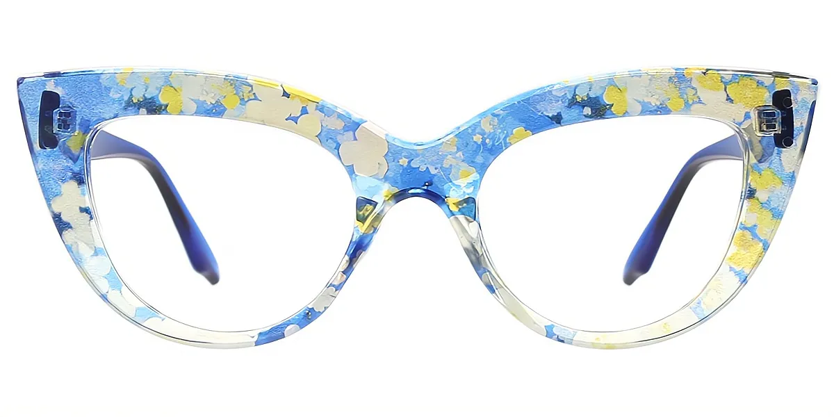 Blue Cat Eye Modish Oversized Plastic Eyeglasses