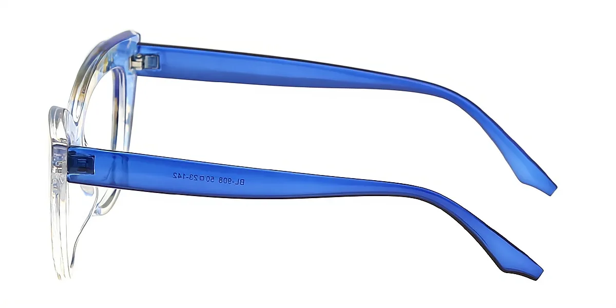 Blue Cat Eye Modish Oversized Plastic Eyeglasses