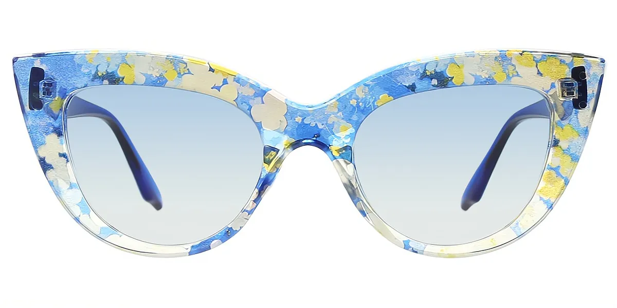 Blue Cat Eye Modish Oversized Plastic Eyeglasses
