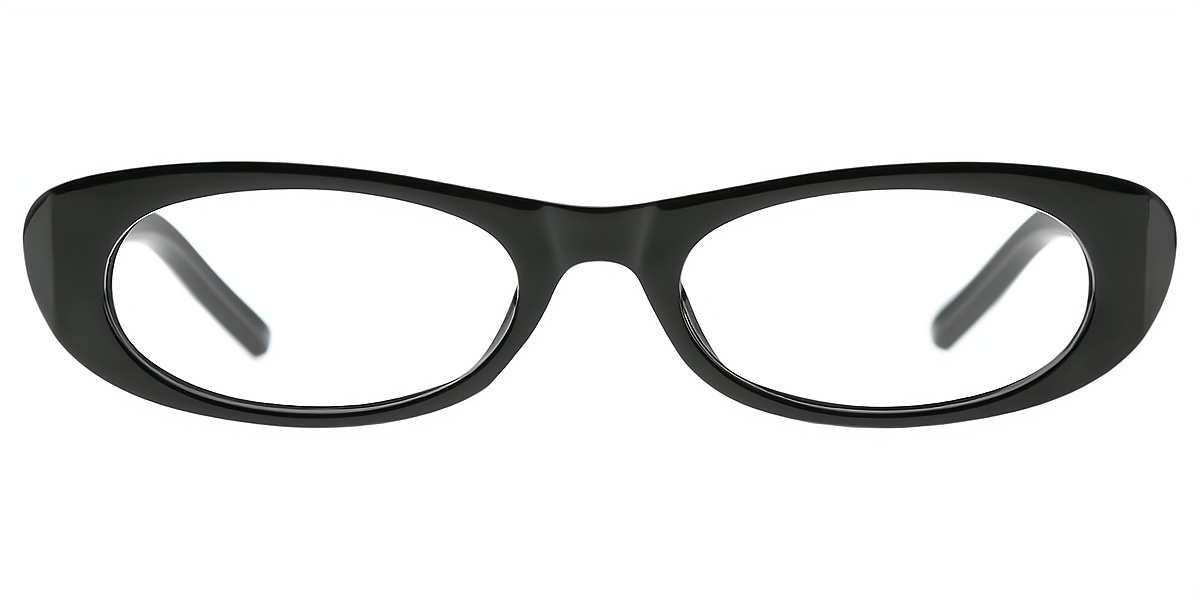 Black Oval Retro Plastic Eyeglasses